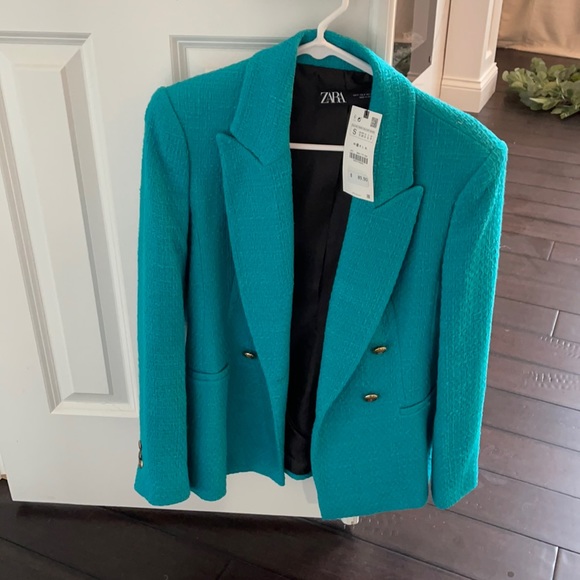 turquoise jacket zara